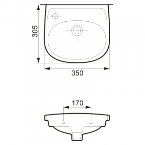 Раковина Eko 2000 35 отверстие слева