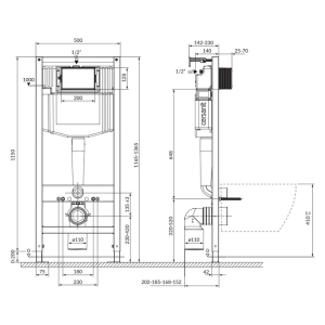 Інсталяційна система Aqua 50 Pneu QF+чаша унітаза City Clean On з сидінням Slim