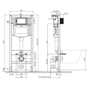Інсталяційна система Aqua 50 Pneu QF+чаша унітаза Crea Clean On з сидінням Slim