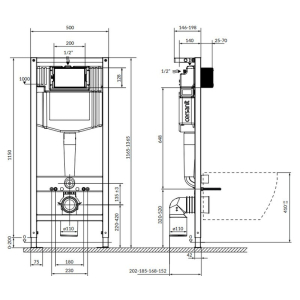 Инсталляция System 50 Mech K97-526 + чаша унитаза A29 Savio (Moduo) Clean On с сиденьем Slim Wrap K701-262 + кнопка Presto II K97-519