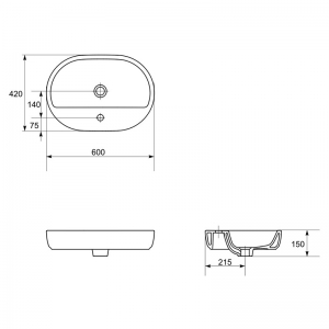 Раковина Caspia Oval 60 накладна