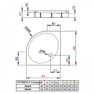 Поддон Patmos Compact A 80x80 с ножками