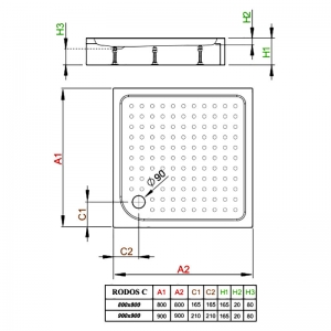 Піддон Rodos Compact C 80x80 з ніжками