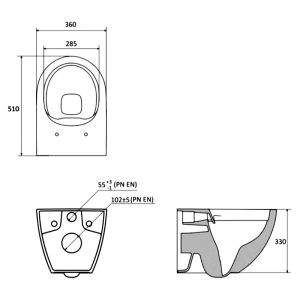 Інсталяційний модуль Smart Eco GPX2240105 + чаша унітаза WC Uni Optima RimOff X01682 з сидінням Optima X01683