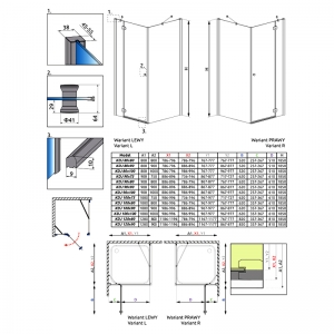 Душова штора Torrenta KDJ 90x100 R графіт