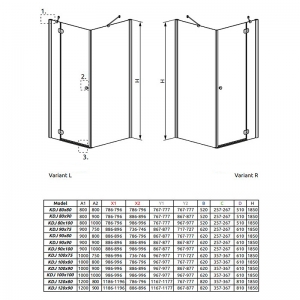 Душова штора Torrenta KDJ 100x100 R, графіт