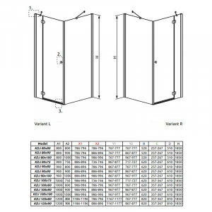 Душевая штора Torrenta KDJ 90x80 каррэ L