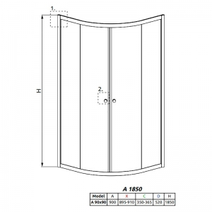 Душова штора Classic A 90x90 матова