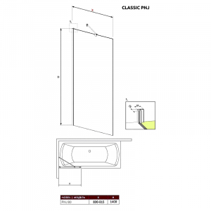 Шторка для ванны Classic PNJ 80