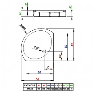 Поддон Patmos B 90x90