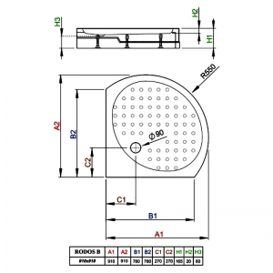 Поддон Rodos Compact B 90x90 с ножками