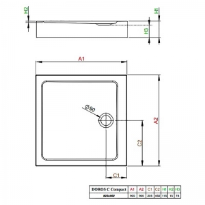 Піддон Doros C Compact 90x90 з ніжками