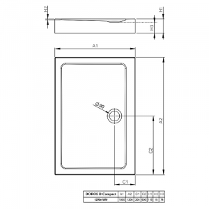 Піддон Doros D Compact 120x100 з ніжками і панеллю