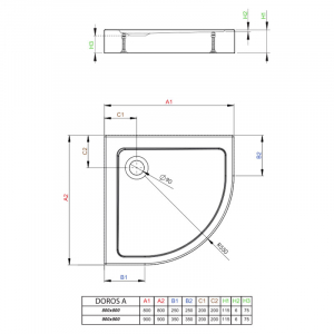 Піддон Doros A Compact 90x90 з ніжками і панеллю