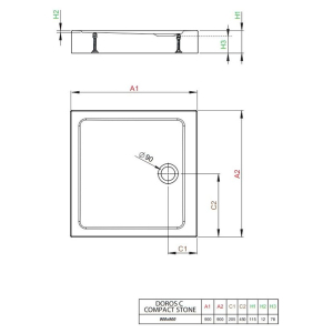 Поддон Doros C Compact Stone 90x90