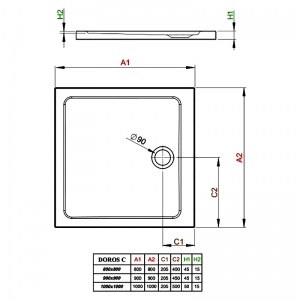 Поддон Doros C 90x90
