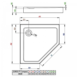 Піддон Doros PT Compact 120x90 з ніжками