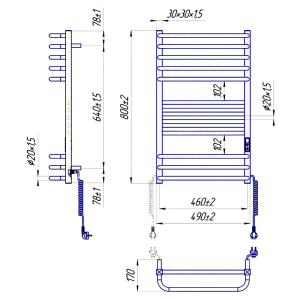 Полотенцесушитель Гера Люкс-I 80x50/17 TR