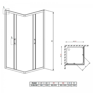 Душевая штора Premium Plus D 90x100