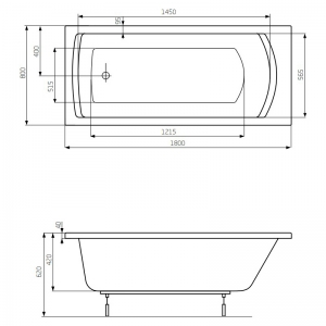 Ванна Linea 180x80 с ножками