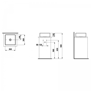 Раковина Living Square 36 накладная квадратная