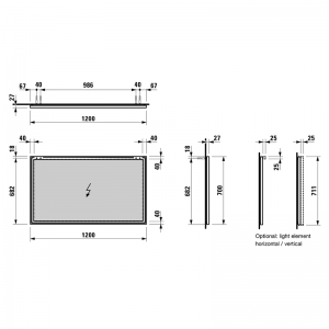 Зеркало Frame 25 120x70 с рамой