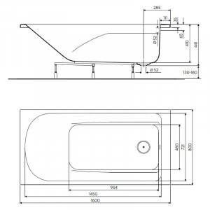 Ванна Comfort Plus 160x80 з ніжками