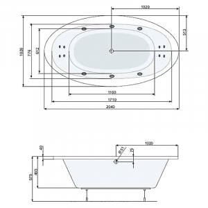 Гідромасажна ванна Aura 204x103