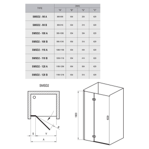 Душевые двери SMSD 2-100 (B) Transparent+хром L