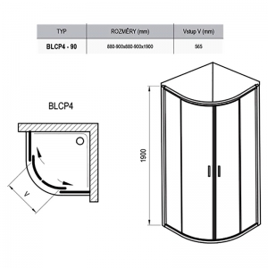 Душова штора BLCP 4-90 Transparent + сатиновий