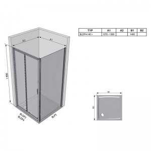 Душевая дверь BLDP 4-140 Transparent+сатиновый