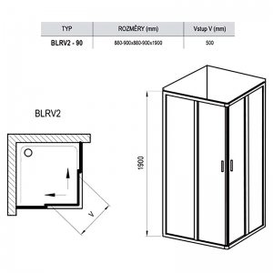 Душова штора BLRV 2-90 Transparent + сатиновий