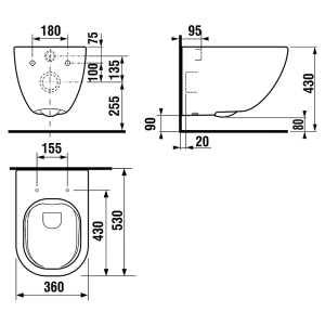 Інсталяційна система Oli 80 з кнопкою Iplate 885342+чаша унітаза Mio Rimless H8207140000001 з сидінням H8917160000631