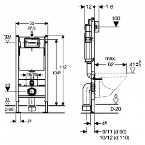 Инсталляция Duofix 3-in-1 458.126.00.1 + чаша унитаза Smyle Square Rimfree 500.683.00.2