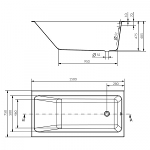 Ванна Crea 150x75 з ніжками