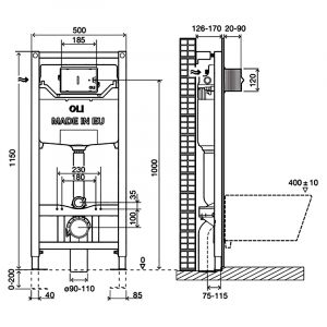 Инсталляция OLI120 Plus 099949 + чаша унитаза Free Rim-Off FE322-34CB00E-0002