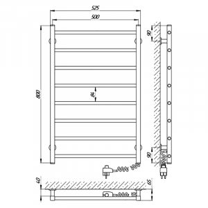 Полотенцесушитель Альфа ЧК8 50x80 правый