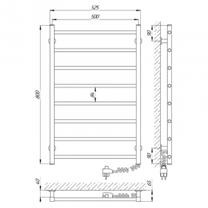 Полотенцесушитель Альфа ЧК8 50x80 правый