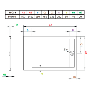 Поддон Teos F 140x80