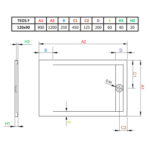 Піддон Teos F 120x90