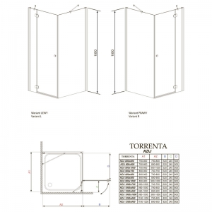 Душова кабіна Torrenta KDJ 90 L