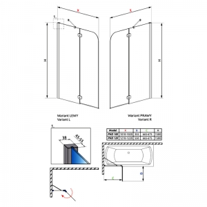 Штора для ванны Torrenta PND 121 R