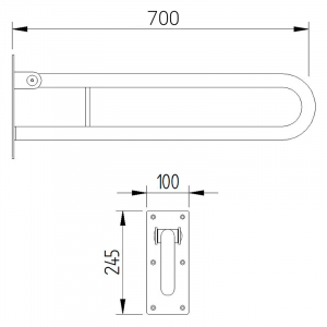 Поручень Lehnen Function 70 откидной, матовая поверхность