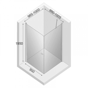 Душова штора New Soleo Black 100x100 чорна