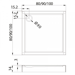 Піддон Columbus 90x90 квадратний