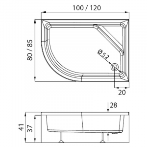 Піддон New Maxima 120x85 L з ніжками