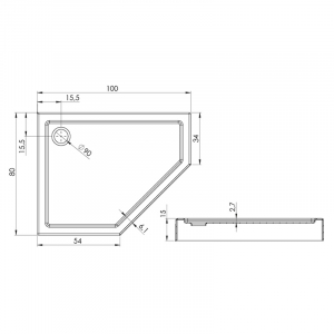 Піддон New Azura 100x80 L з ніжками