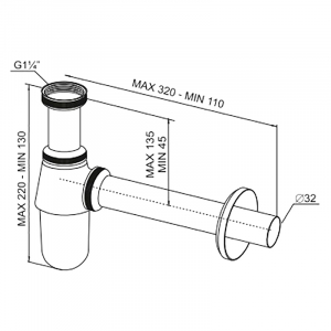 Сифон для раковины d32