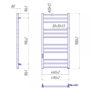 Полотенцесушитель Премиум Классик-I 110x50/8 TR, правый