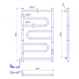 Полотенцесушитель Атлас 70x50/5,5 TR, левый